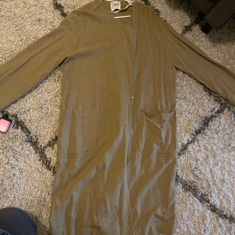 Zara Khaki long cardigan